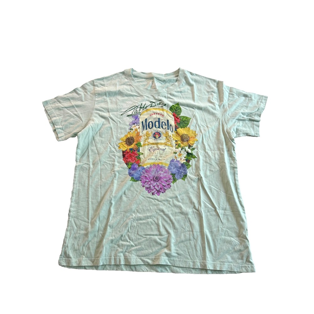 Modelo Especial Cerveza Floral Graphic T-Shirt Mint Green Pablo Sur Size S